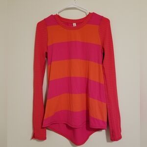 Lululemon Women's Size 8 Pink And Orange Tuck And Flow Long Sleeve Shirt